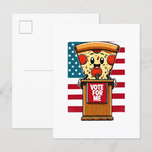 Cartão Postal De Convite pizza patriótica vote em mim