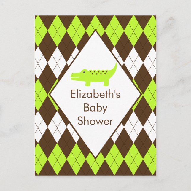 Cartão Postal De Convite Placa de Posto RSVP do Chá de fraldas de alinhamen (Frente)