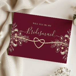 Cartão Postal De Convite Placa de Proposta Dourada de Bridesmaid Elegante B