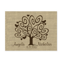 Placa de Resposta de Casamento de Corações em Árvo