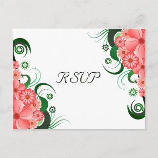 Cartão Postal De Convite Placa de resposta Elegante RSVP de Hibiscus Rosa F