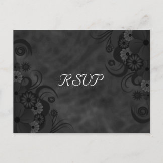 Cartão Postal De Convite Placa de resposta RSVP Gótica Floral Chalkboard Pr