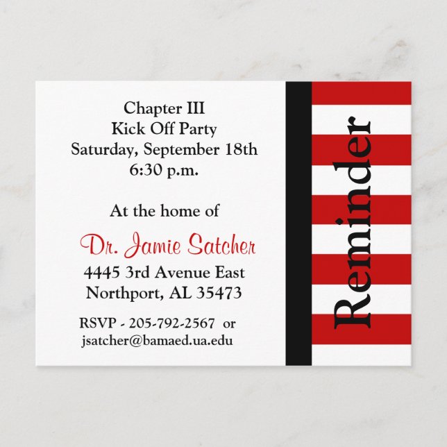 Cartão Postal De Convite Placa Postada Lembrete2 (Frente)