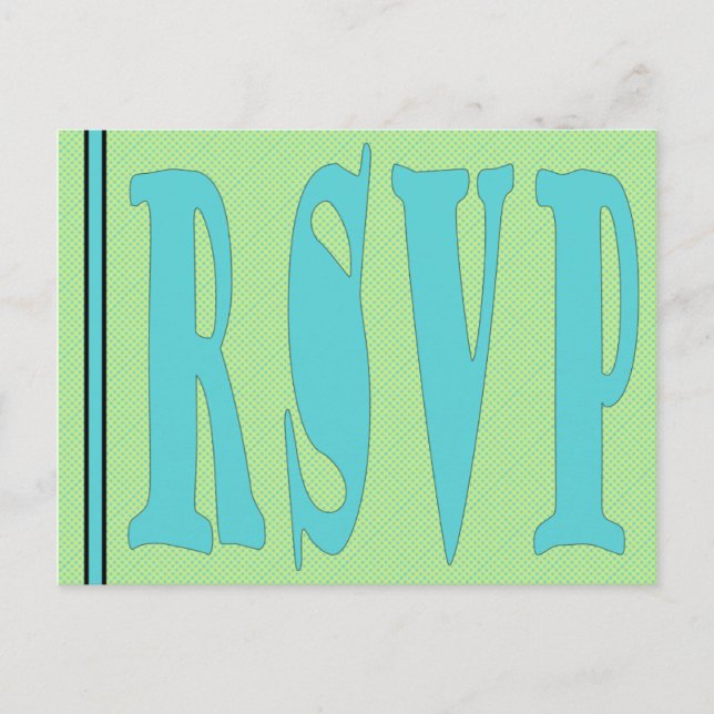 Cartão Postal De Convite Placa RSVP - Aqua Verde (Frente)