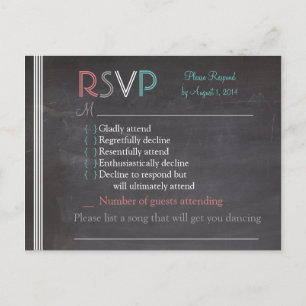 Cartão Postal De Convite Placa RSVP Chalkboard