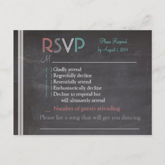 Cartão Postal De Convite Placa RSVP Chalkboard
