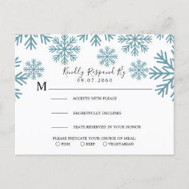 Cartão Postal De Convite Placa RSVP de Casamento Snowflakes