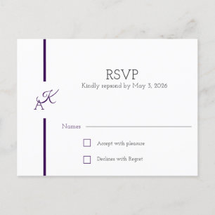 Cartão Postal De Convite Placa RSVP de Coleção de Casamento de Iniciais Min