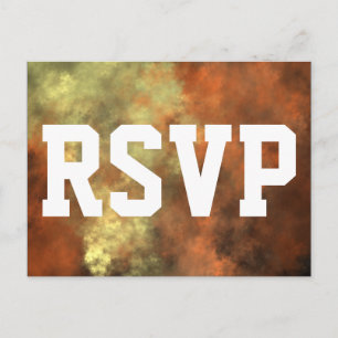 Cartão Postal De Convite Placa RSVP de Padrão Semelhante a Orangish-Yellowi