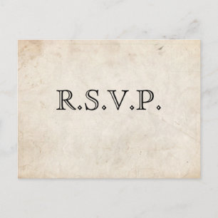 Cartão Postal De Convite Placa RSVP de Pergaminho Preto Elegante