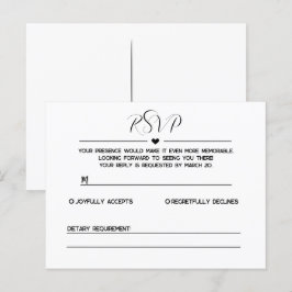 Cartão Postal De Convite Placa RSVP Simples e Minimalista