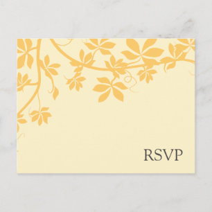 Cartão Postal De Convite Placas de resposta RSVP Douradas e amarelas