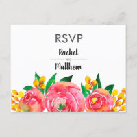 Placas Postadas RSVP Florais RSVP, cor-de-rosa e a