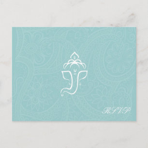 Cartão Postal De Convite Placas RSVP Blue Ganesha