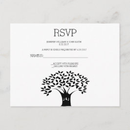 Cartão Postal De Convite Placas RSVP de Casamento de Árvore B&W