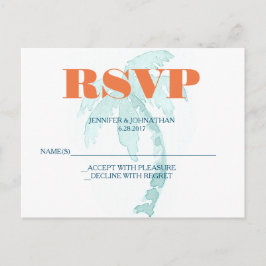 Cartão Postal De Convite Placas RSVP de Casamento de Tipografia Palm