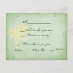 Cartão Postal De Convite Placas RSVP de Recepção - Tulipas e Sage Amarelas