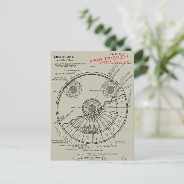 Cartão Postal De Convite Plano do OVNI (Em pé/Frente)