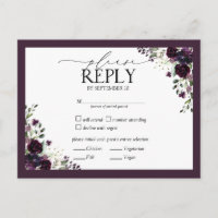 Plum Purple Mauve Watercolor Floral Weding RSVP