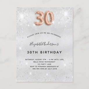 Cartão Postal De Convite poeira aniversário de 30 anos de rosa de ouro de