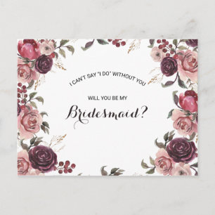 Cartão Postal De Convite Ponta Floral Elegante Burgundy