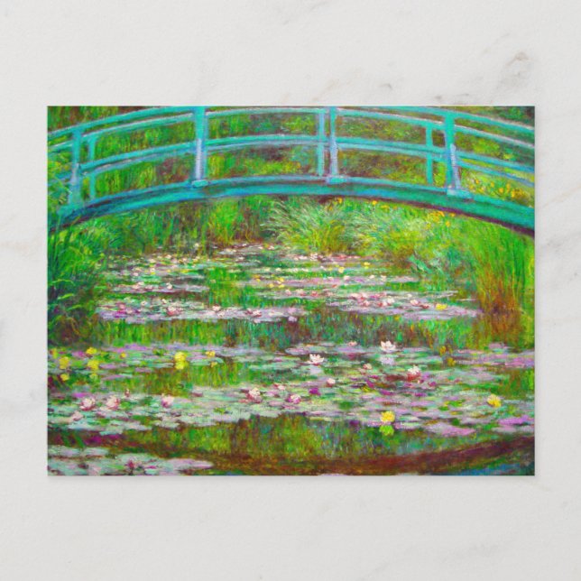 Cartão Postal De Convite Ponte Monet Japonesa e Lírios de Água (Frente)