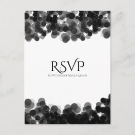 Cartão Postal De Convite Pontos de Caviar Preto e Branco RSVP de Casamento