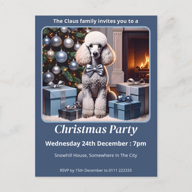 Cartão Postal De Convite Poodle Christmas (Frente)