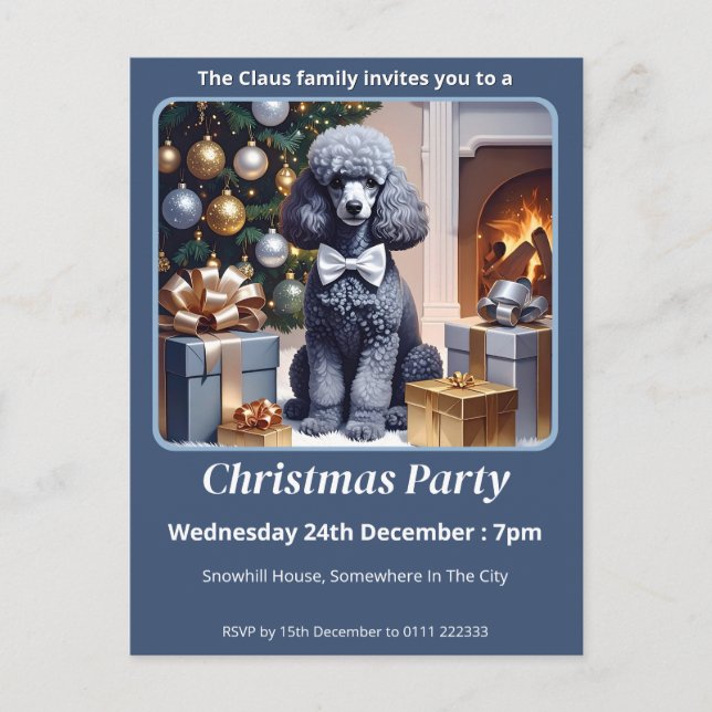 Cartão Postal De Convite Poodle Christmas (Frente)