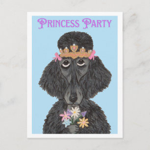 Cartão Postal De Convite Poodle da Festa da Princesa