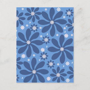 Cartão Postal De Convite Portas copos de padrão floral azul - acesso à Na m
