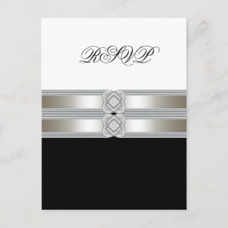 Cartão Postal De Convite Postard RSVP Branco Preto