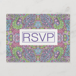 Cartão Postal De Convite PostCard de RSVP de RSVP Groovy Daisy de 4,25" x 5