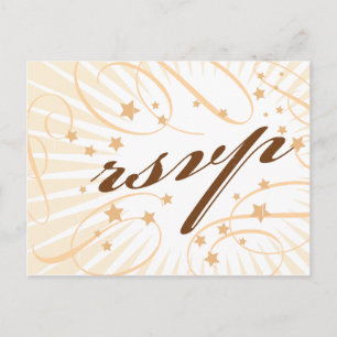 Cartão Postal De Convite Poster Rustic: RSVP de Casamento Cream & Brown