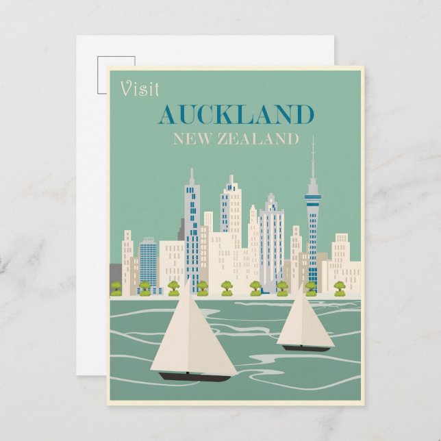 Cartão Postal De Convite Poster vintage Auckland (Frente/Verso)