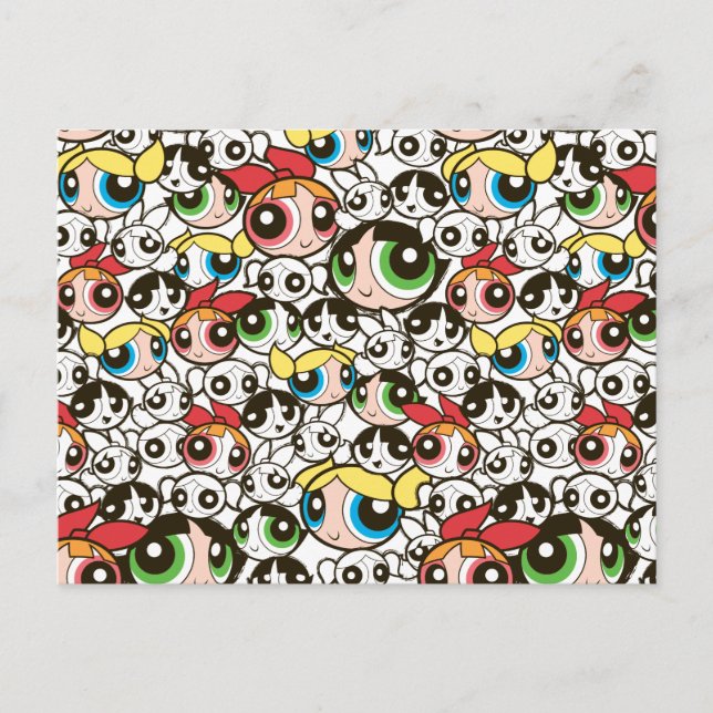 Cartão Postal De Convite Powerpuff Girls Face Patterno (Frente)
