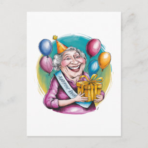 Cartão Postal De Convite Presente de aniversário engraçado da Nana