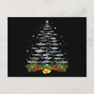 Cartão Postal De Convite Presente de Árvore de Natal de Tubarão para Amante
