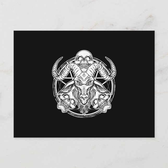 Cartão Postal De Convite Presente de Bode Baphomet Crânio de Açúcar (Frente)