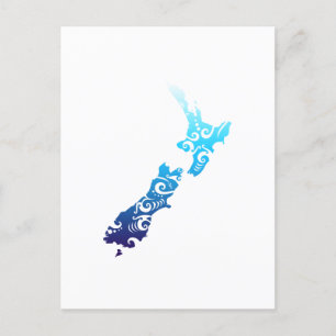 Cartão Postal De Convite Presente do Mapa da Nova Zelândia Maori Tatuagem T