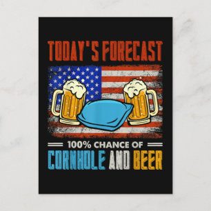Cartão Postal De Convite Previsão de Hoje Cornhole e Cerveja