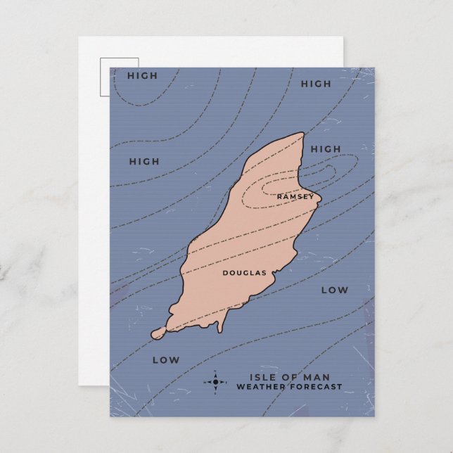 Cartão Postal De Convite Previsão do Tempo da Ilha de Man (Frente/Verso)