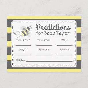 Cartão Postal De Convite Previsões de Chuvinha de Bebê Bumblebee amarelo e
