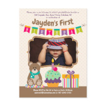 Primeiro aniversario Feliz, Teddybear, Cupcake Bun