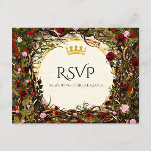Cartão Postal De Convite Princesa do Conto de Fadas Vintage Briar Rose RSVP