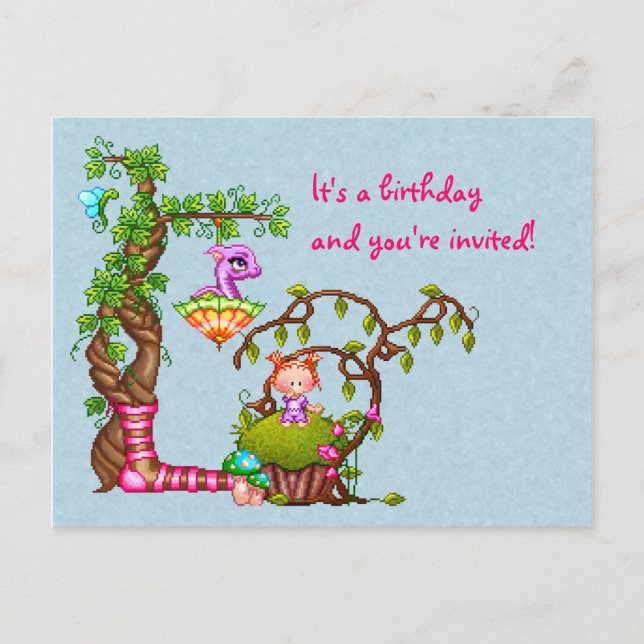 Cartão Postal De Convite Princesa Muffin e Amigos Pixel Art (Frente)