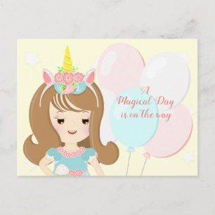 Cartão Postal De Convite Princesa Unicorn