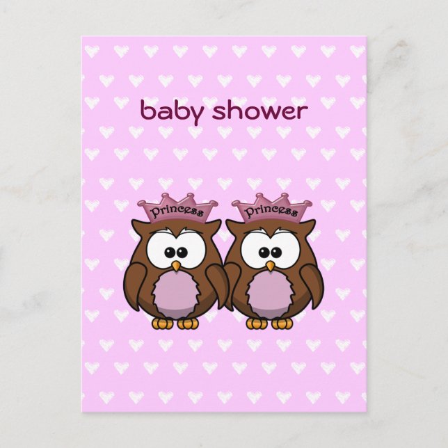 Cartão Postal De Convite princesas de coruja gêmea (Frente)