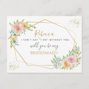 Cartão Postal De Convite Proposta de BRIDESMAID para a Elegante Floral e pa