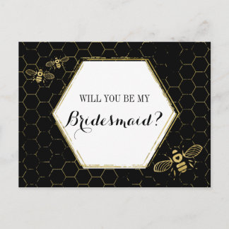 Cartão Postal De Convite Proposta Personalizada Dourada de Bridesmaid de Ab
